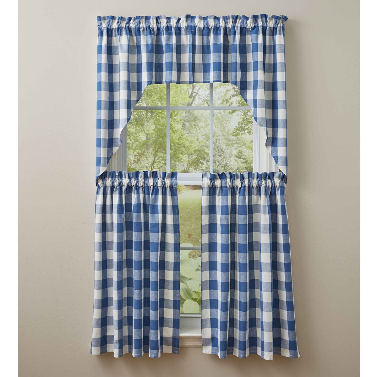Wicklow Check in China Blue Swag Pair 36&quot; Long Unlined-Park Designs-The Village Merchant