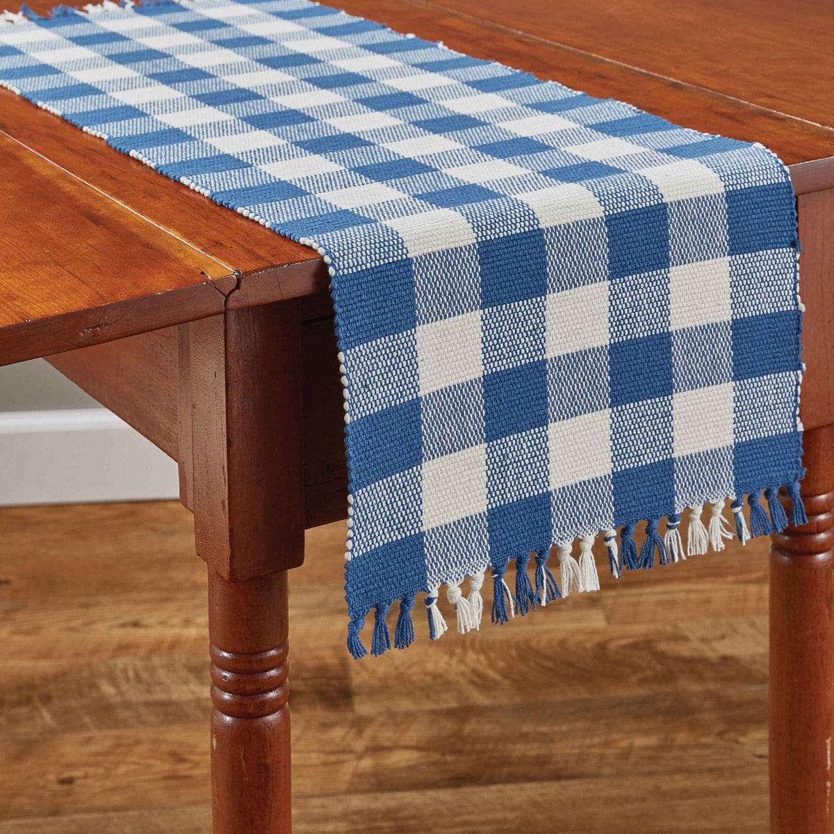 Park Designs Wicklow Check in China Blue Table Runner 36" Long