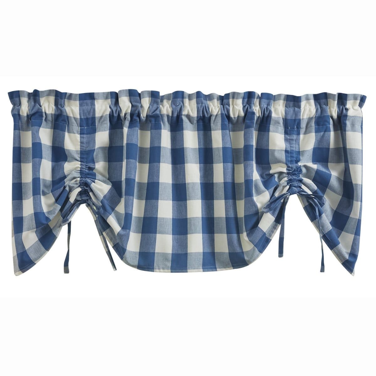 Wicklow Check in China Blue Tie Up Farmhouse Valance Lined-Park Designs-The Village Merchant