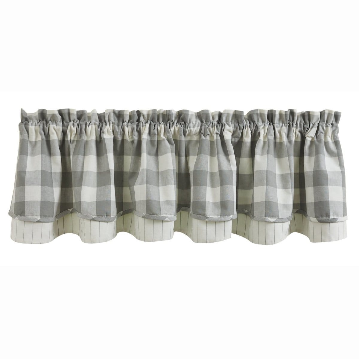 Wicklow Check in Dove Gray Layered Valance Lined-Park Designs-The Village Merchant