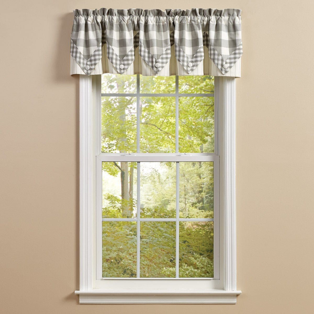 Wicklow Check in Dove Gray Point Valance Lined-Park Designs-The Village Merchant
