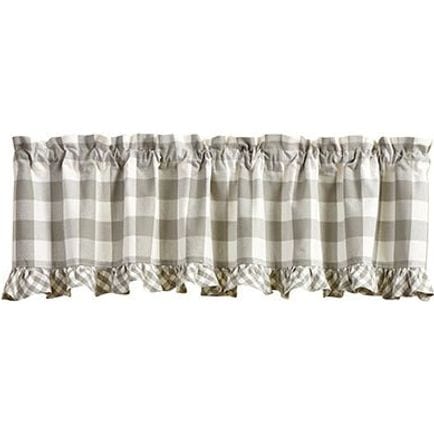 Wicklow Check in Dove Gray Ruffled Valance Unlined-Park Designs-The Village Merchant
