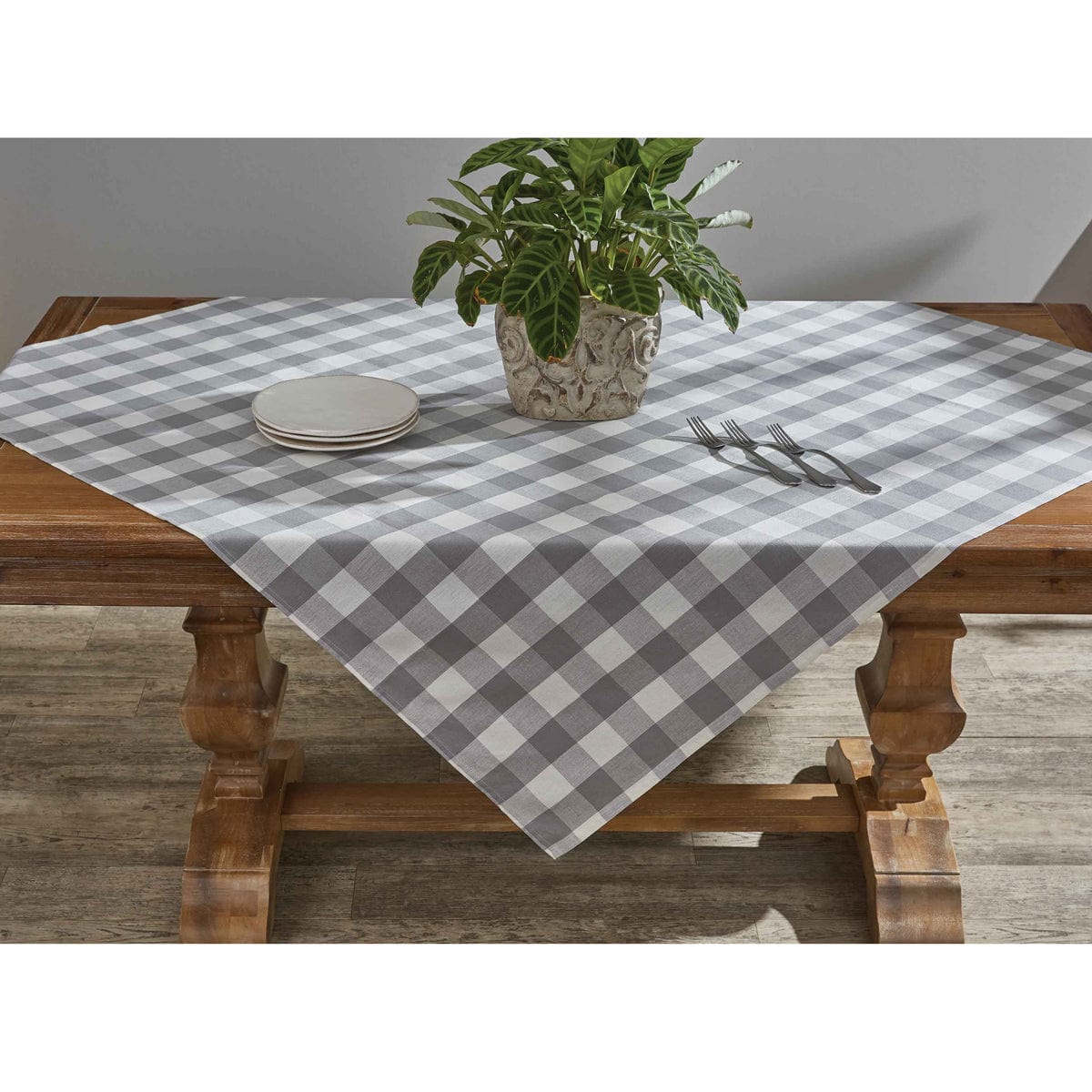 Wicklow Check in Dove Gray Tablecloth 54&quot; x 54&quot; Square-Park Designs-The Village Merchant