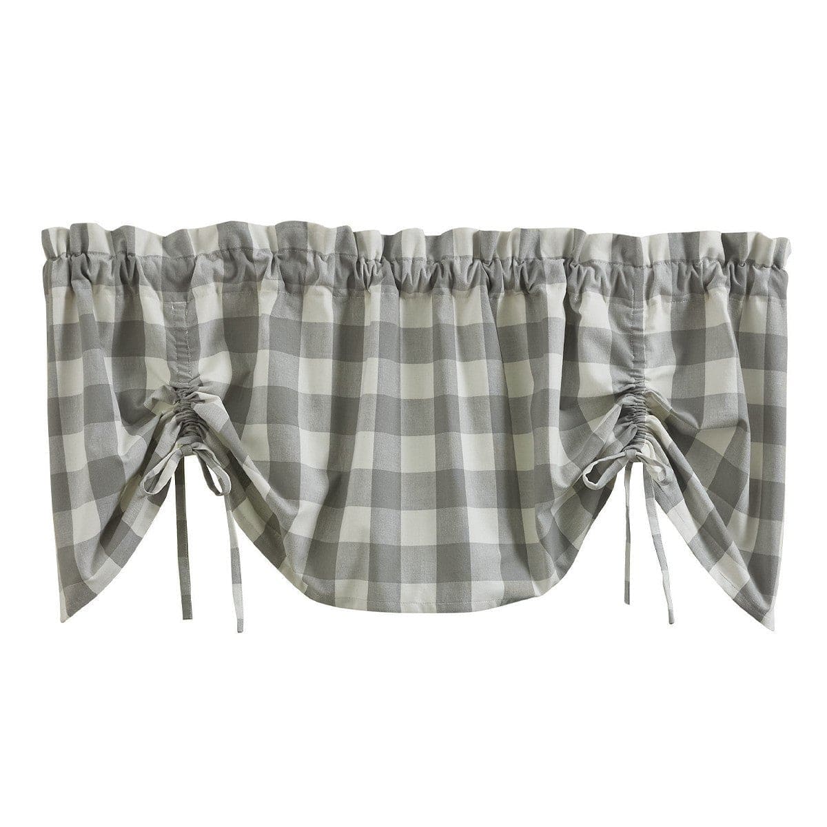 Wicklow Check in Dove Gray Tie Up Farmhouse Valance Lined-Park Designs-The Village Merchant