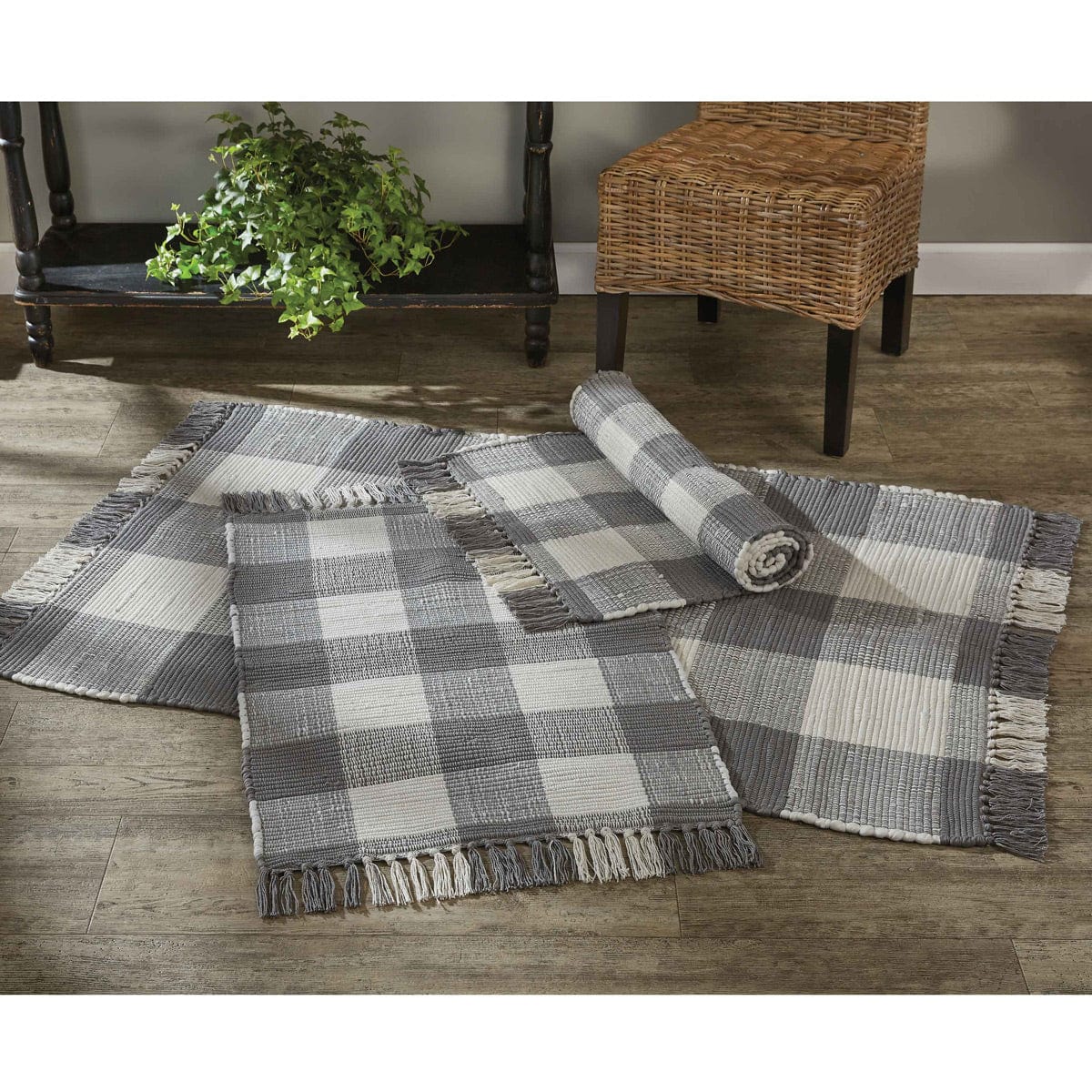 Gray Wool Rag Rug Wicklow Check in Dove Gray Woven Rag Rug 36
