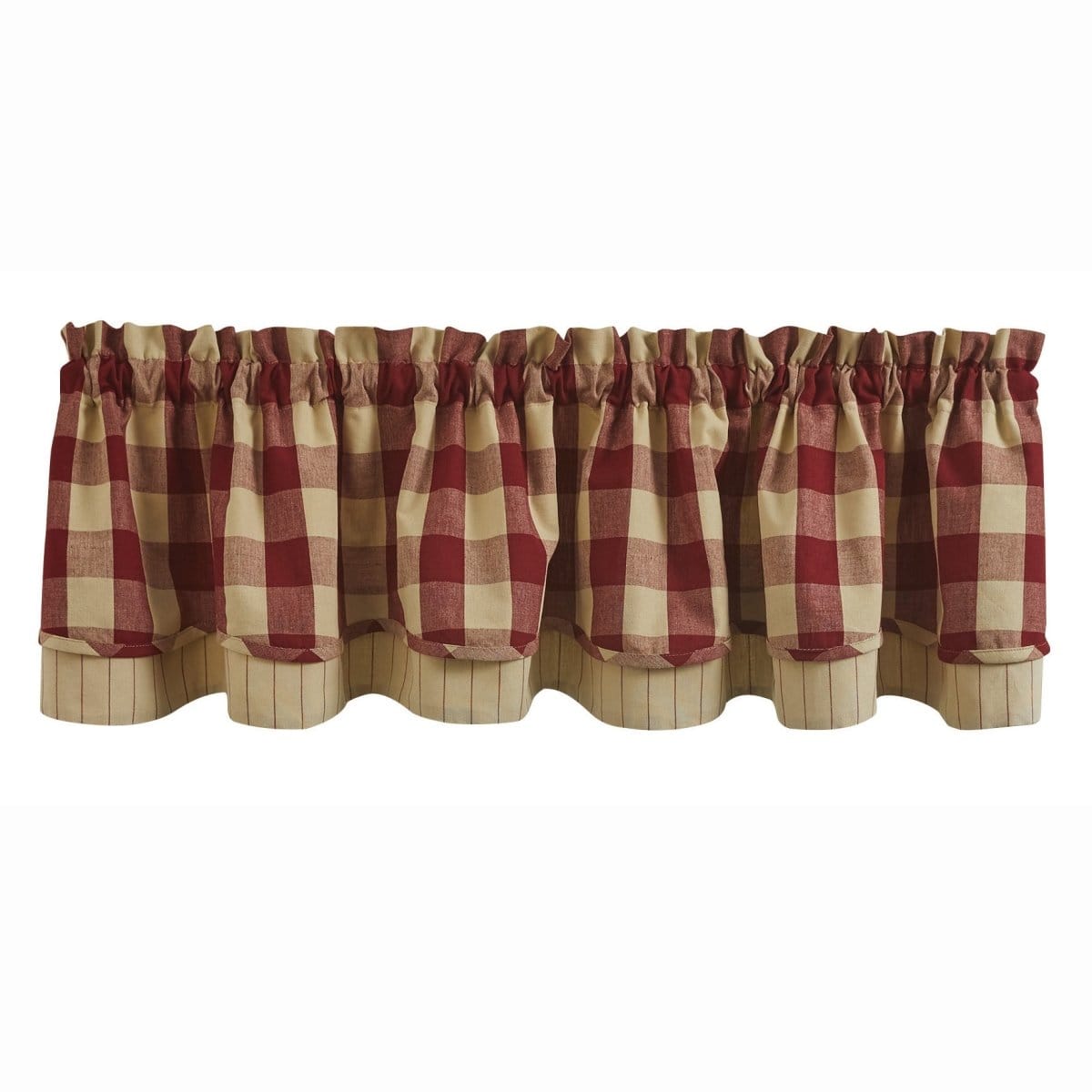 Wicklow Check in Garnet Layered Valance Lined-Park Designs-The Village Merchant