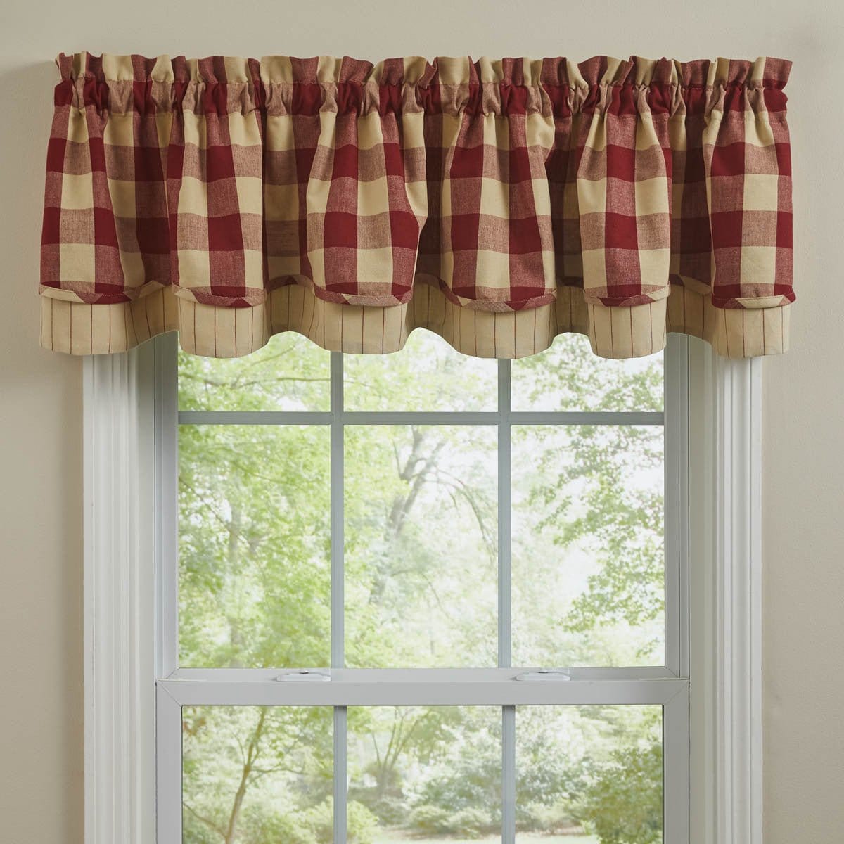 Wicklow Check in Garnet Layered Valance Lined-Park Designs-The Village Merchant