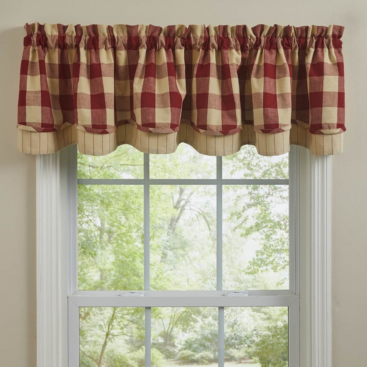 Wicklow Check in Garnet Layered Valance Lined-Park Designs-The Village Merchant