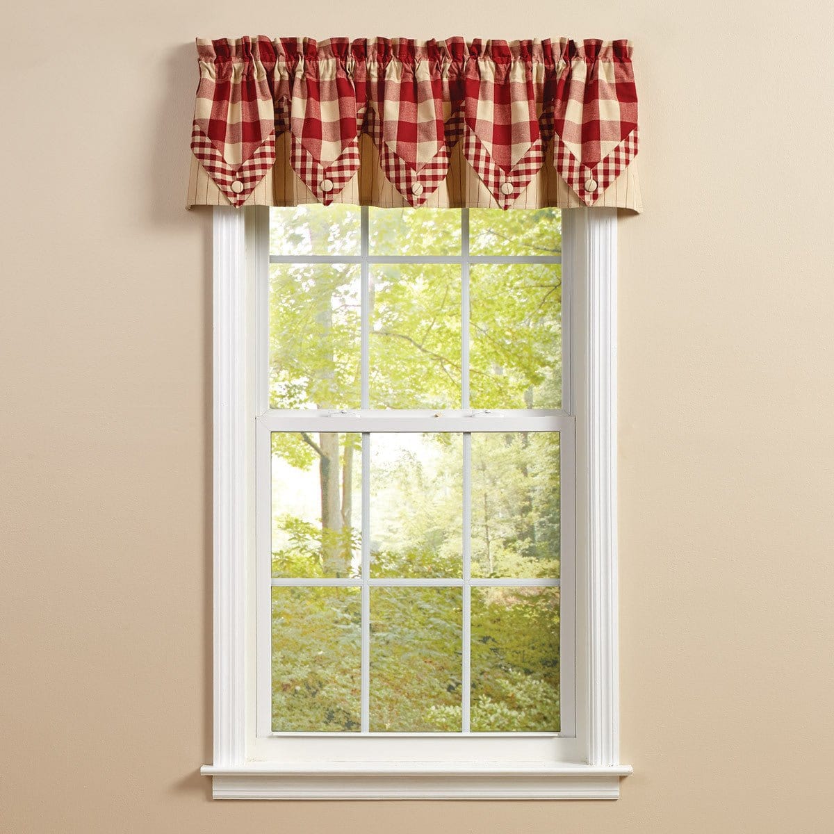 Wicklow Check in Garnet Point Valance Lined-Park Designs-The Village Merchant