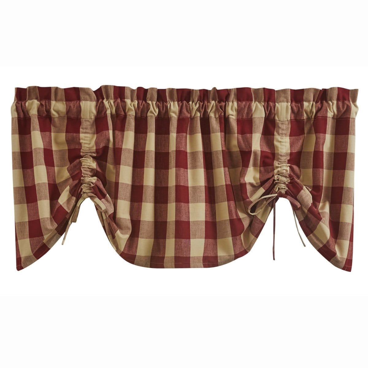 Wicklow Check in Garnet Tie Up Farmhouse Valance Lined-Park Designs-The Village Merchant