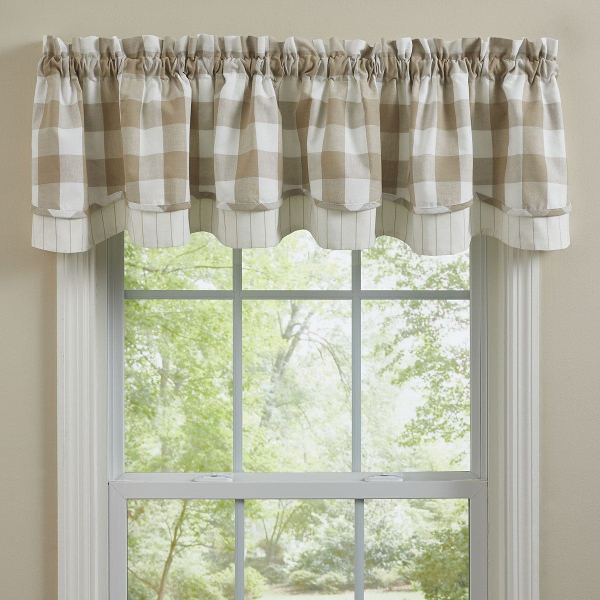 Wicklow Check in Natural Layered Valance Lined-Park Designs-The Village Merchant