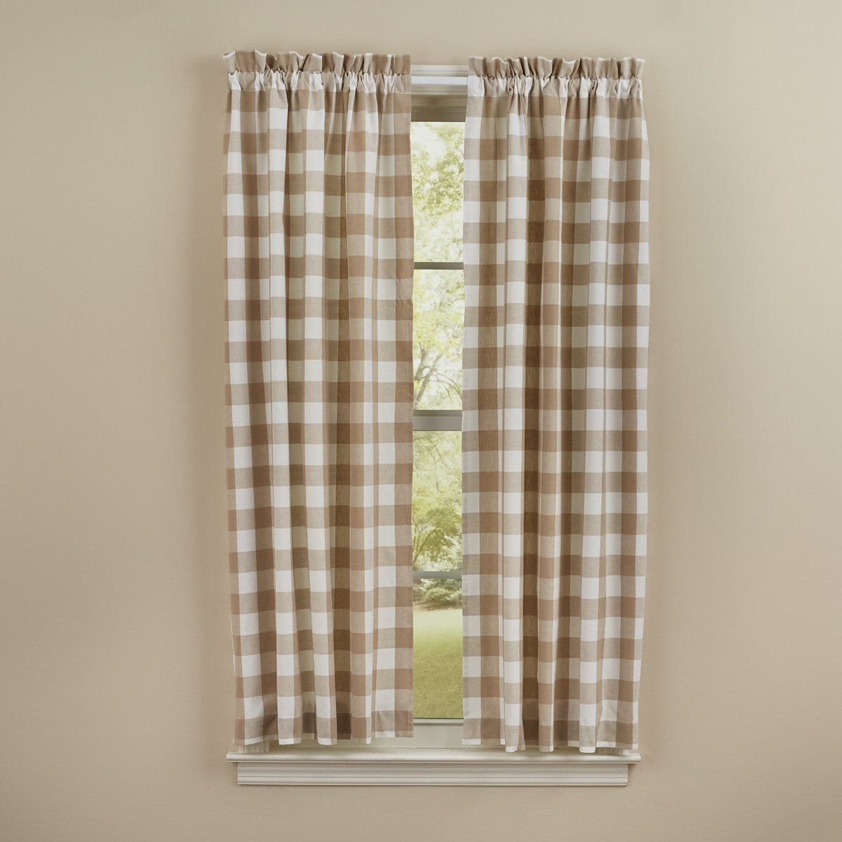 Wicklow Check in Natural Panel Pair With Tie Backs 63&quot; Long Unlined-Park Designs-The Village Merchant