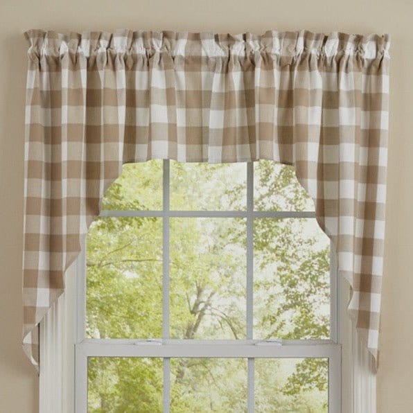 Wicklow Check in Natural Swag Pair 36" Long Unlined-Park Designs-The Village Merchant