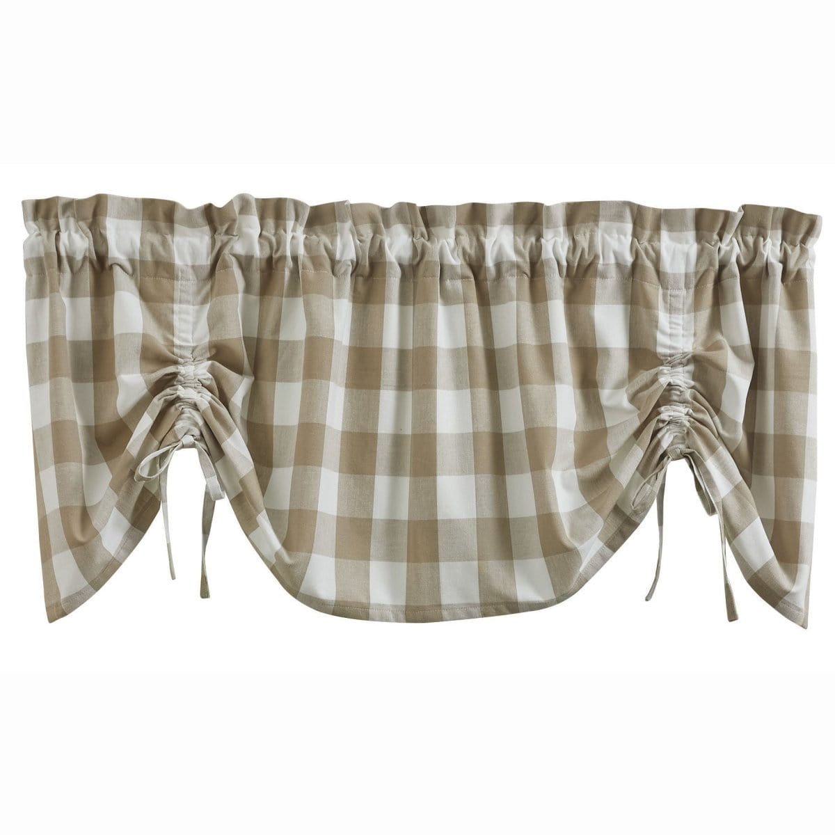 Wicklow Check in Natural Tie Up Farmhouse Valance Lined-Park Designs-The Village Merchant