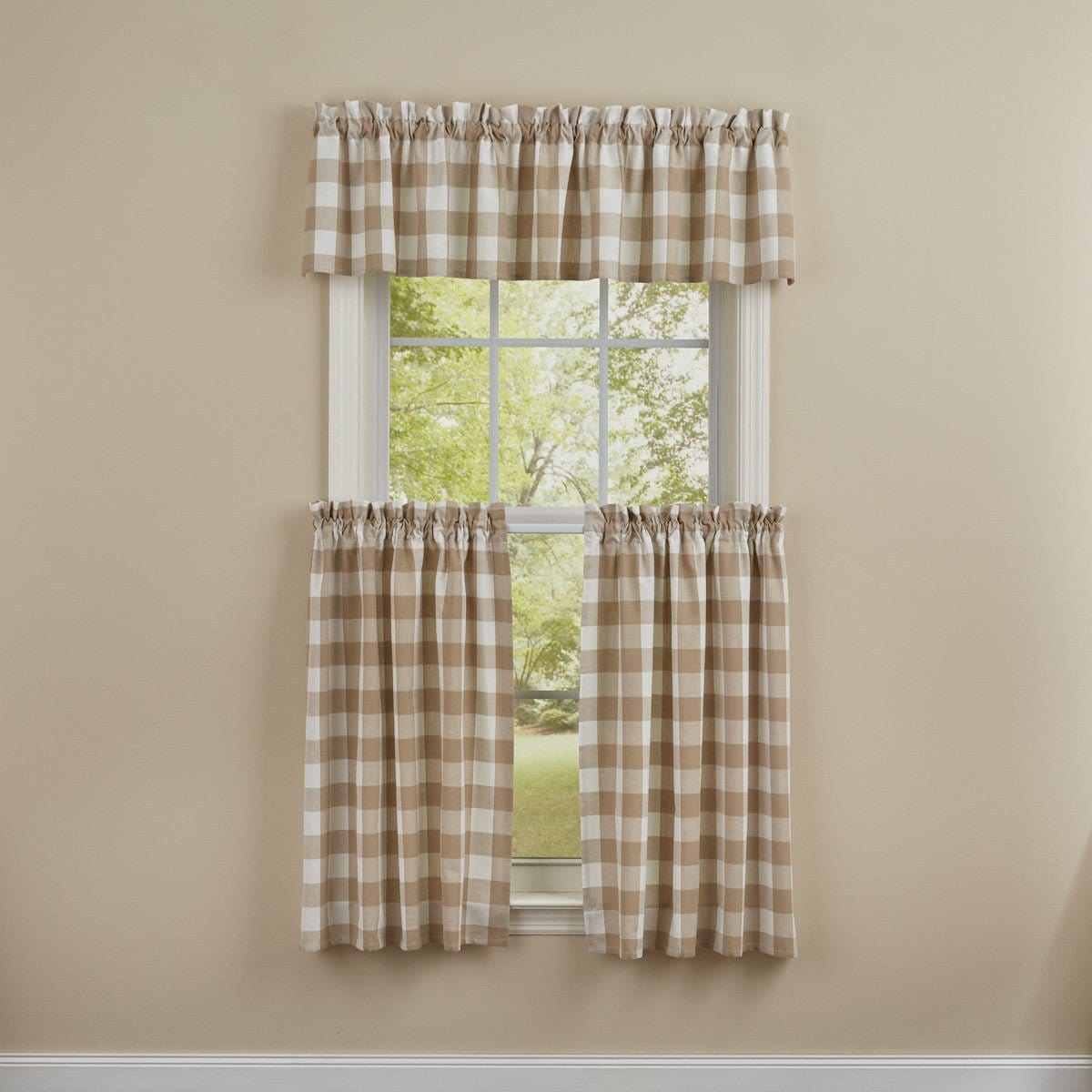 Wicklow Check in Natural Tier Pair 36&quot; Long Unlined-Park Designs-The Village Merchant