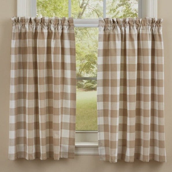 Wicklow Check in Natural Tier Pair 36&quot; Long Unlined-Park Designs-The Village Merchant