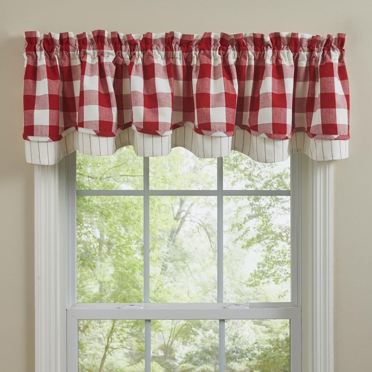Wicklow Check in Red Layered Valance Lined-Park Designs-The Village Merchant