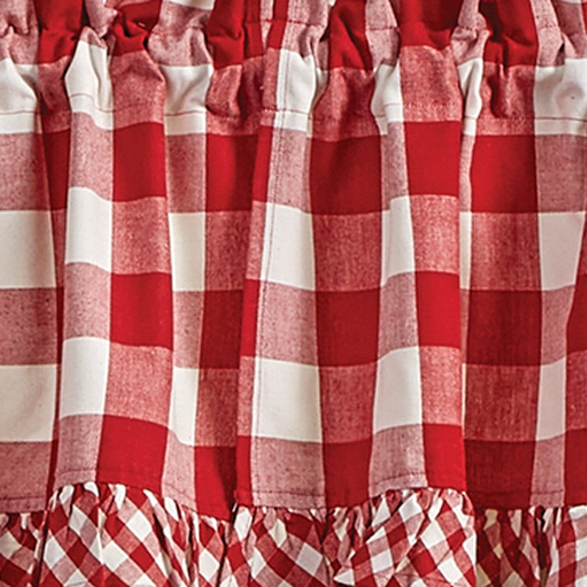 Wicklow Check in Red Ruffled Swag Pair 36&quot; Long Unlined-Park Designs-The Village Merchant
