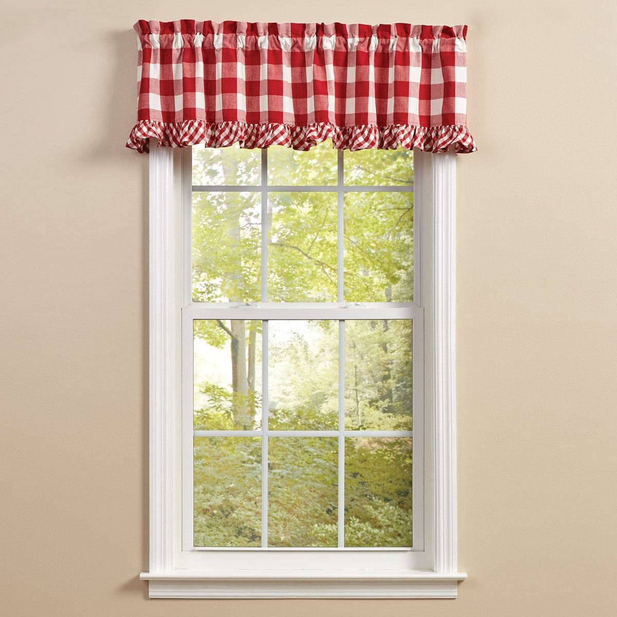 Wicklow Check in Red Ruffled Valance Lined-Park Designs-The Village Merchant