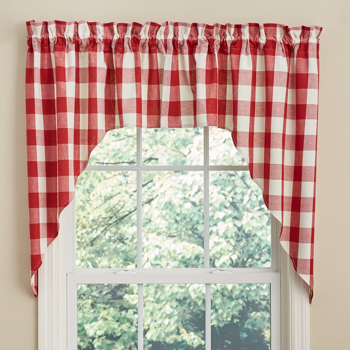 Wicklow Check in Red Swag Pair 36" Long Unlined-Park Designs-The Village Merchant
