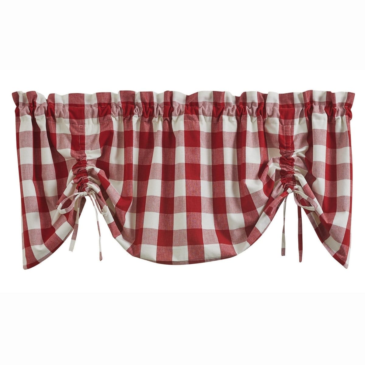 Wicklow Check in Red Tie Up Farmhouse Valance Lined-Park Designs-The Village Merchant
