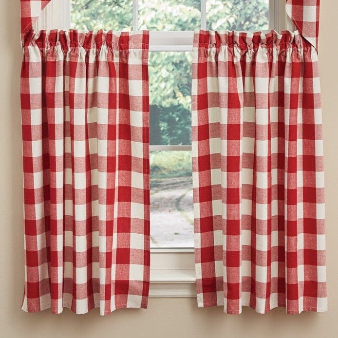 Wicklow Check in Red Tier Pair 36" Long Unlined-Park Designs-The Village Merchant