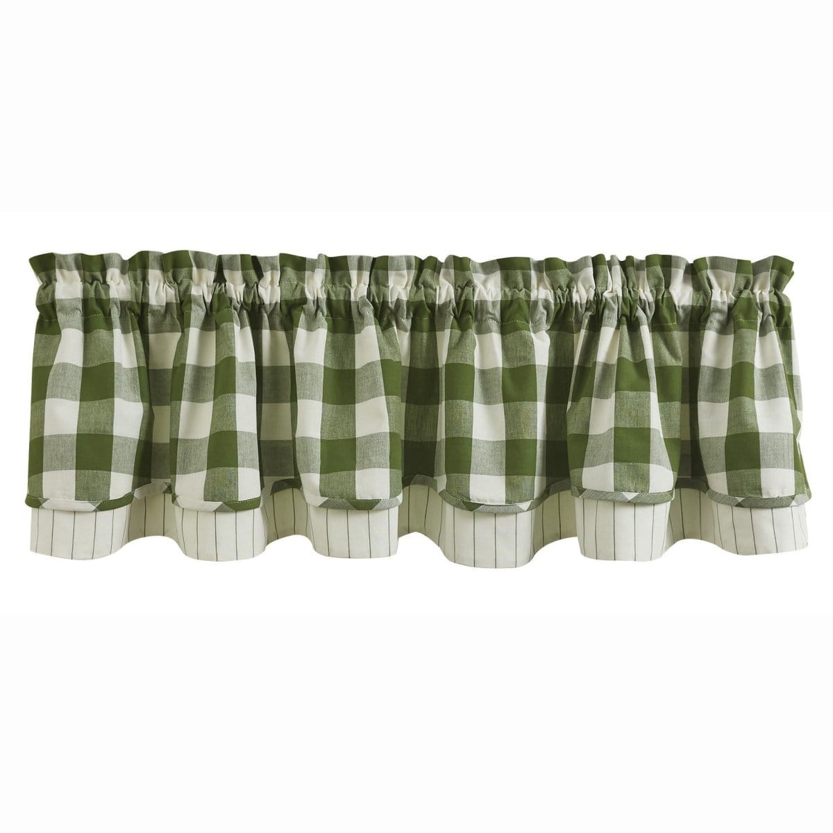 Wicklow Check in Sage Green Layered Valance Lined-Park Designs-The Village Merchant