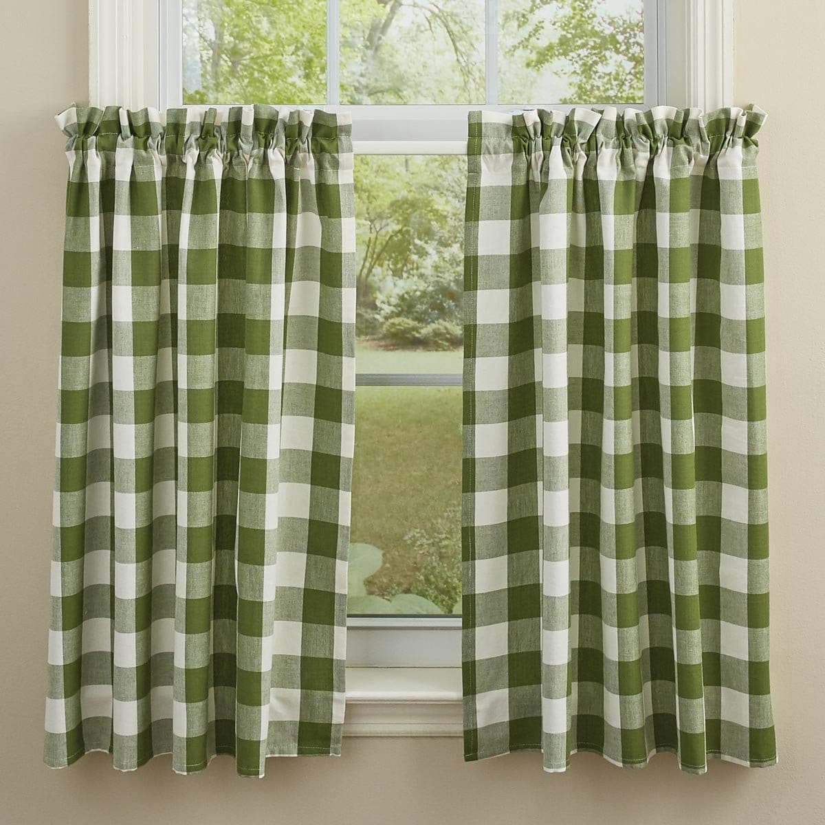 Wicklow Check in Sage Green Tier Pair 36&quot; Long Unlined-Park Designs-The Village Merchant