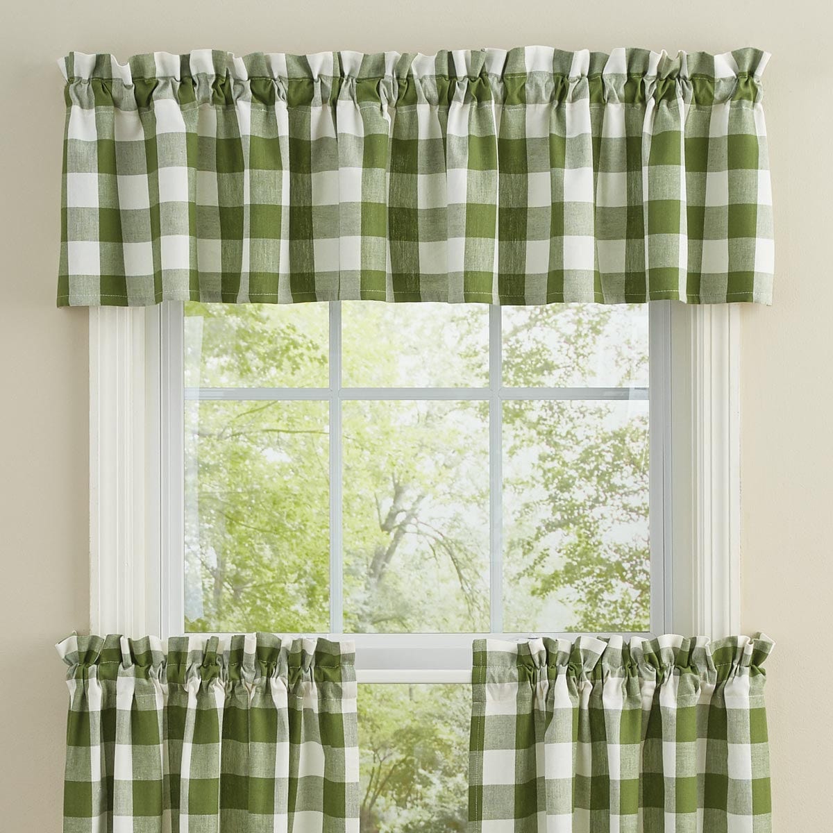 Wicklow Check in Sage Green Valance Unlined-Park Designs-The Village Merchant