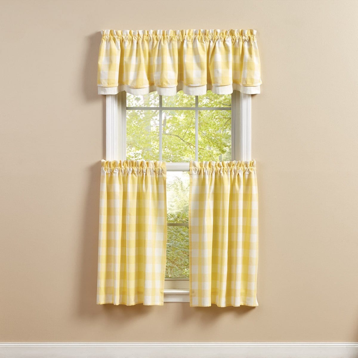 Wicklow Check in Yellow Layered Valance Lined-Park Designs-The Village Merchant
