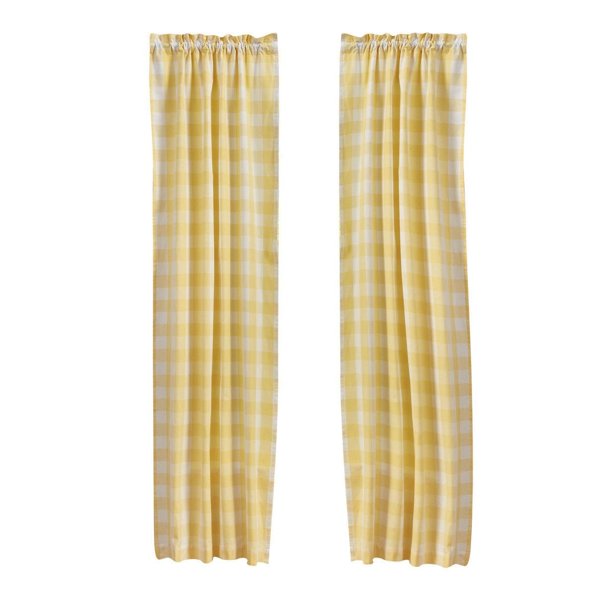 Wicklow Check in Yellow Panel Pair With Tie Backs 84&quot; Long Lined-Park Designs-The Village Merchant