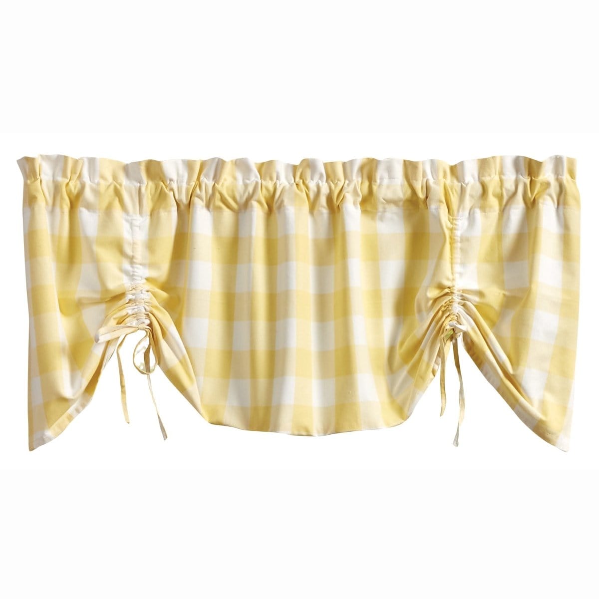 Wicklow Check in Yellow Tie Up Farmhouse Valance Lined-Park Designs-The Village Merchant