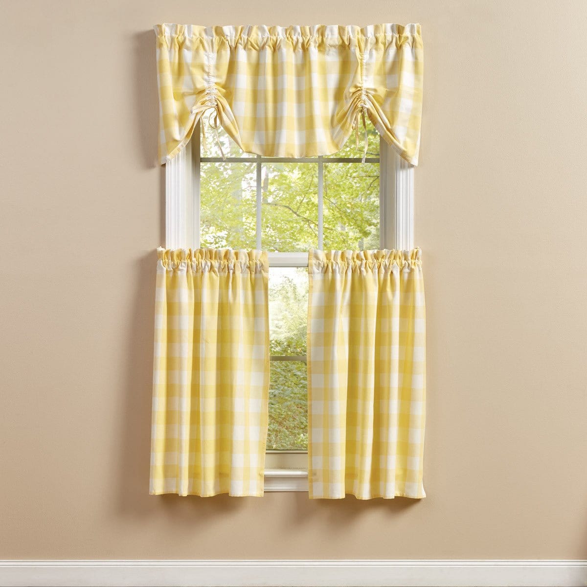 Wicklow Check in Yellow Tie Up Farmhouse Valance Lined-Park Designs-The Village Merchant