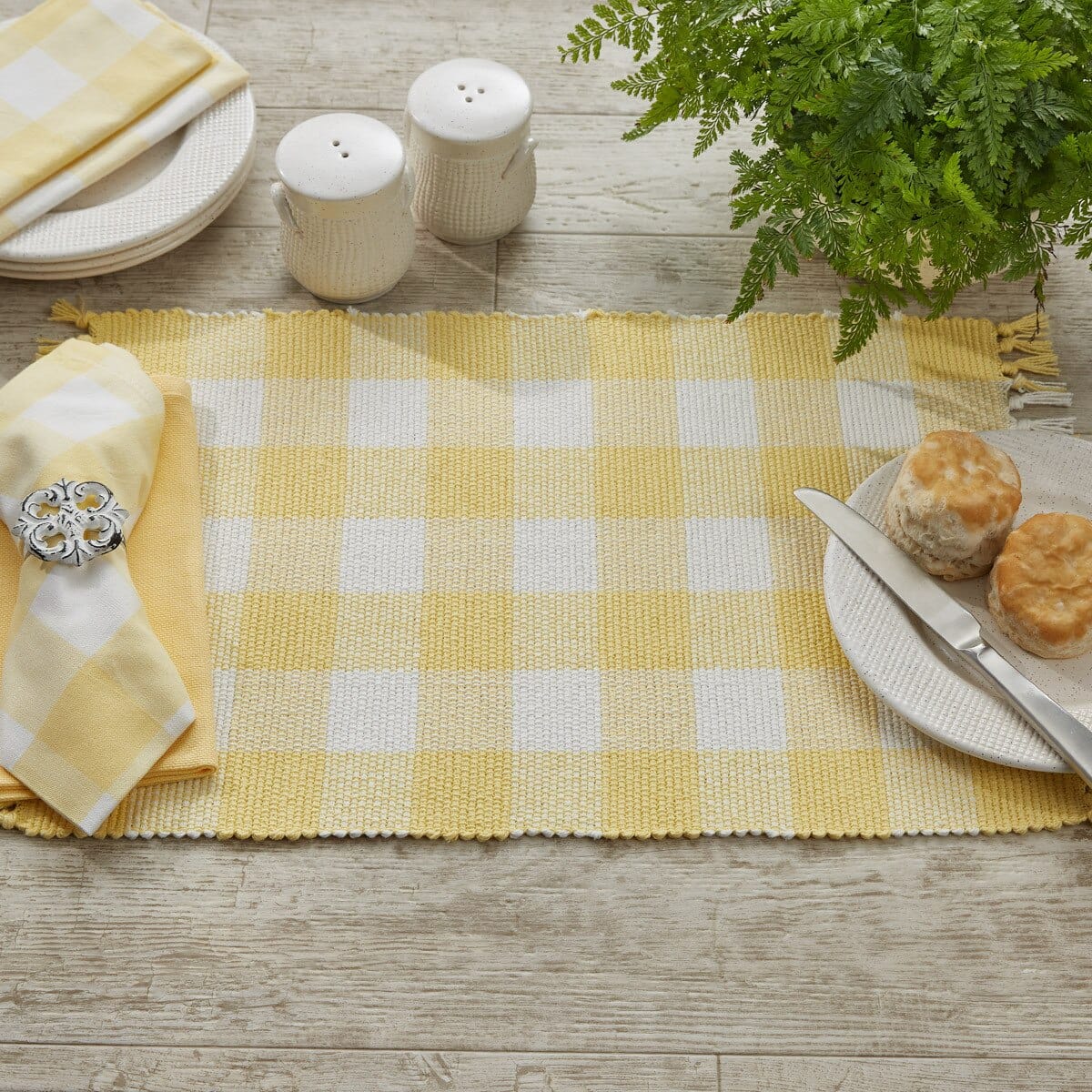 Wicklow Check in Yellow Yarn Placemat - Set of 2