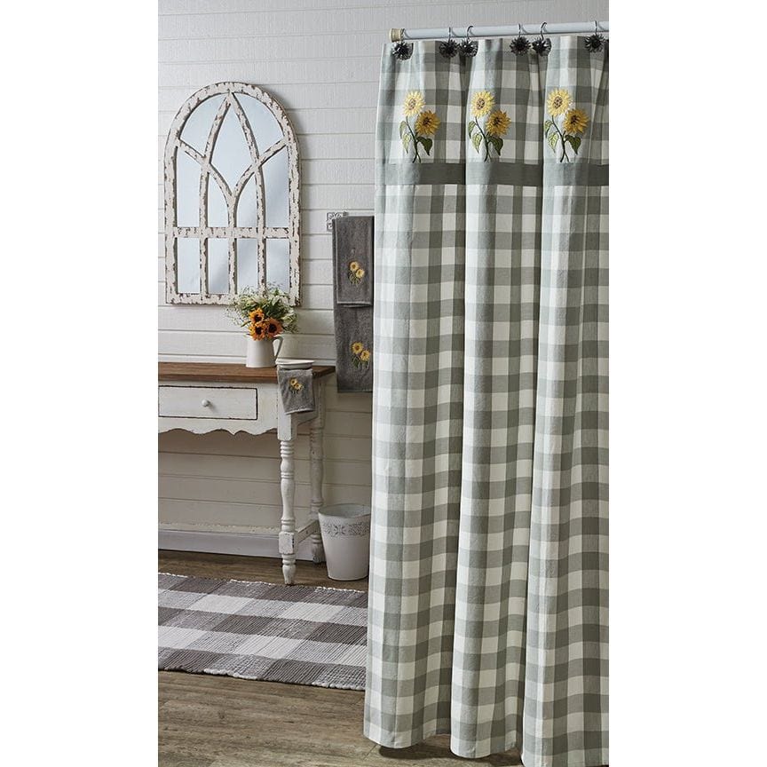 Wicklow Check Sunflower Shower Curtain-Park Designs-The Village Merchant