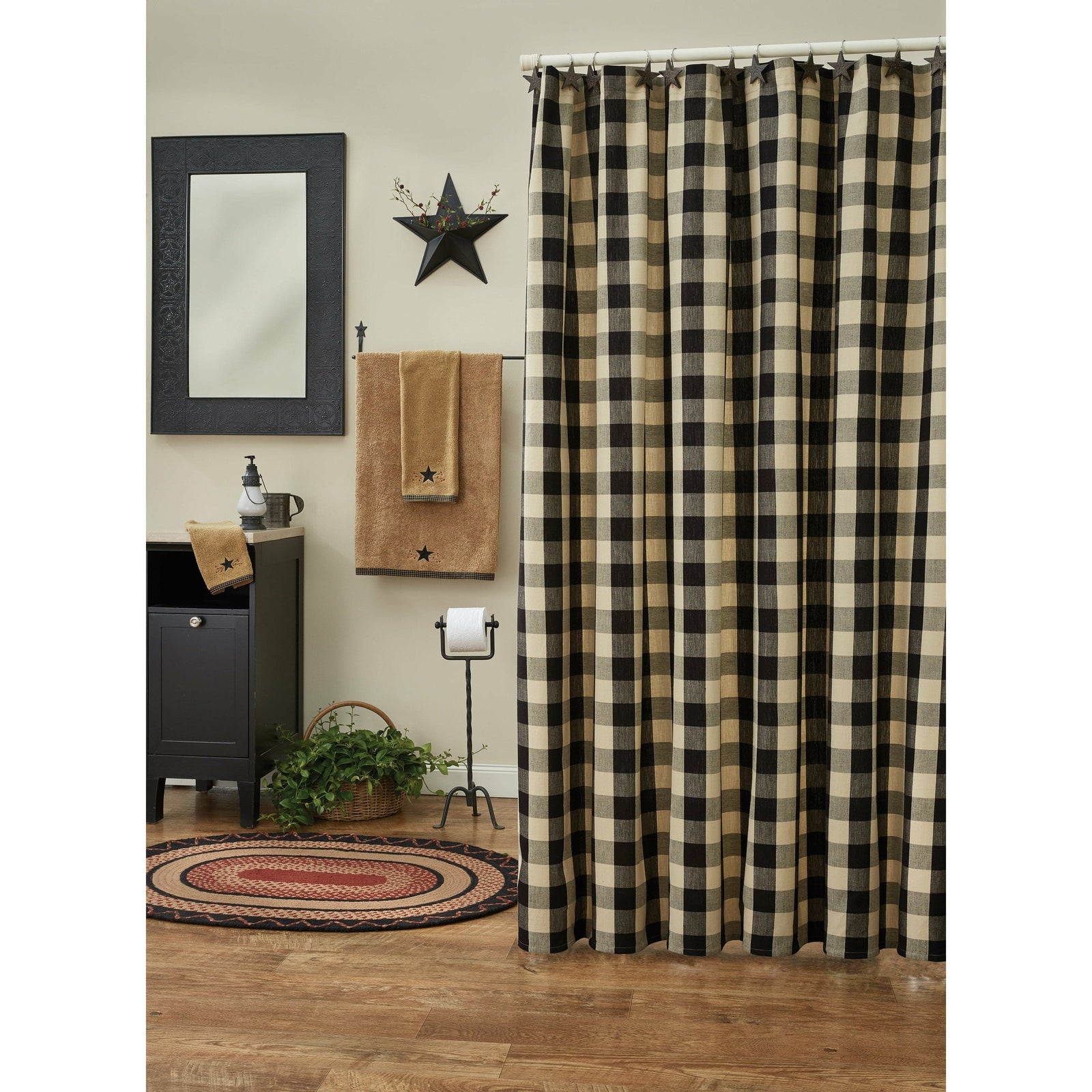 Wicklow In Black Shower Curtain-Park Designs-The Village Merchant