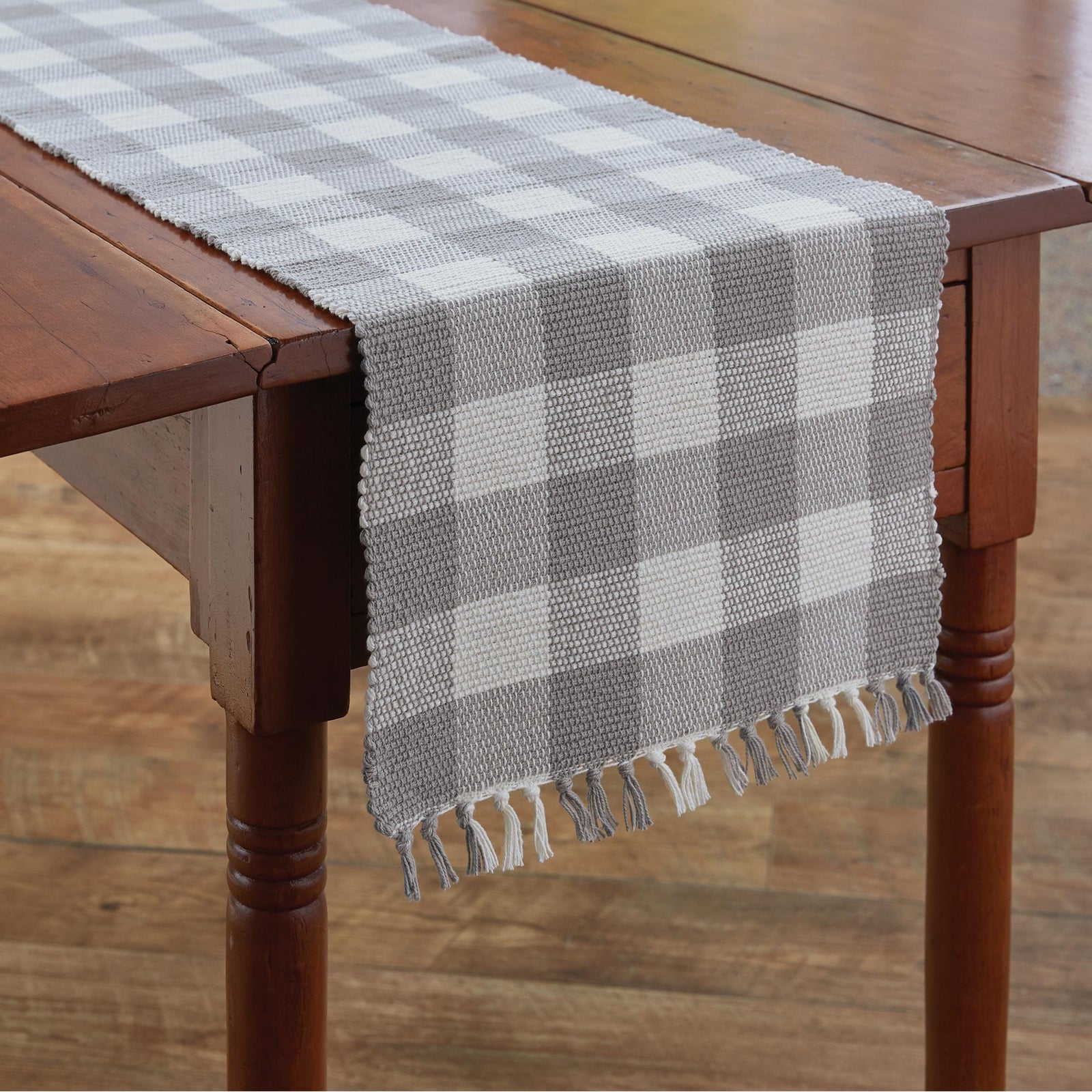 Park Designs Wicklow Check in Dove Gray Table Runner 54" Long