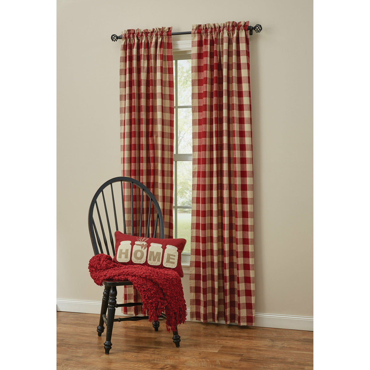 Wicklow In Garnet Panel Pair With Tie Backs 63&quot; Long Unlined-Park Designs-The Village Merchant