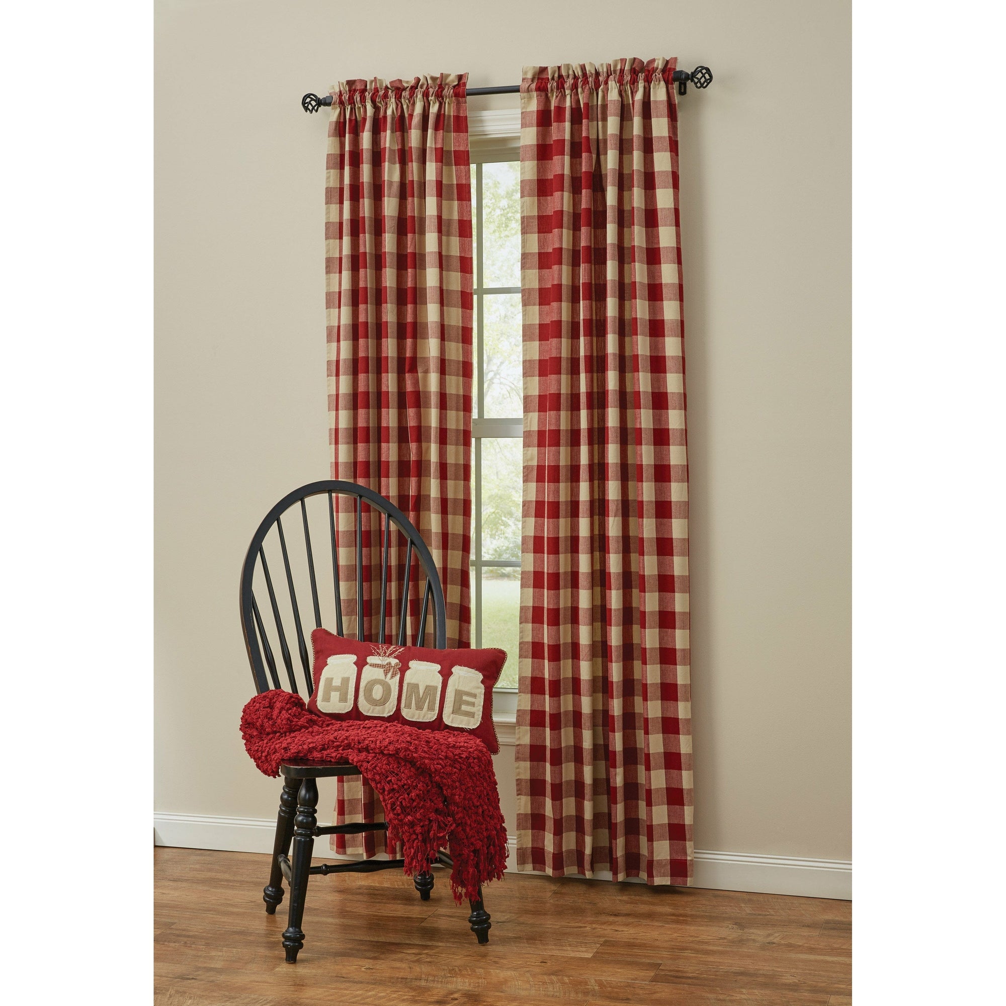 Wicklow In Garnet Panel Pair With Tie Backs 63" Long Unlined-Park Designs-The Village Merchant