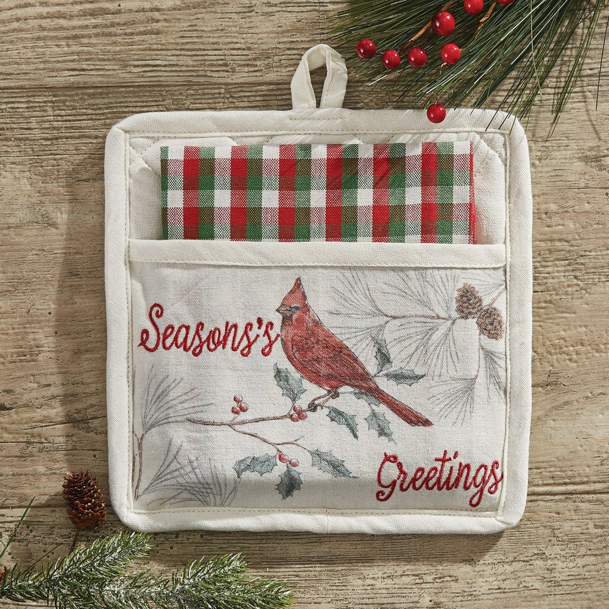 Wild and Beautiful Season's Greetings Pocket Potholder & Dishtowel Set 2 Piece Set-Park Designs-The Village Merchant