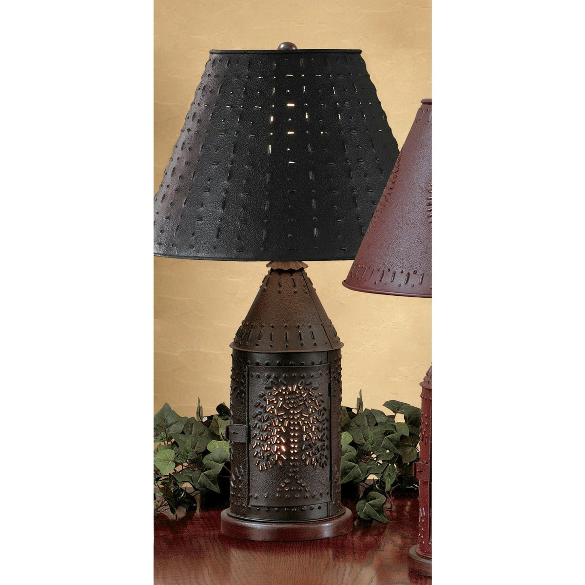 Willow In Black Punched Revere Table Lamp-Park Designs-The Village Merchant