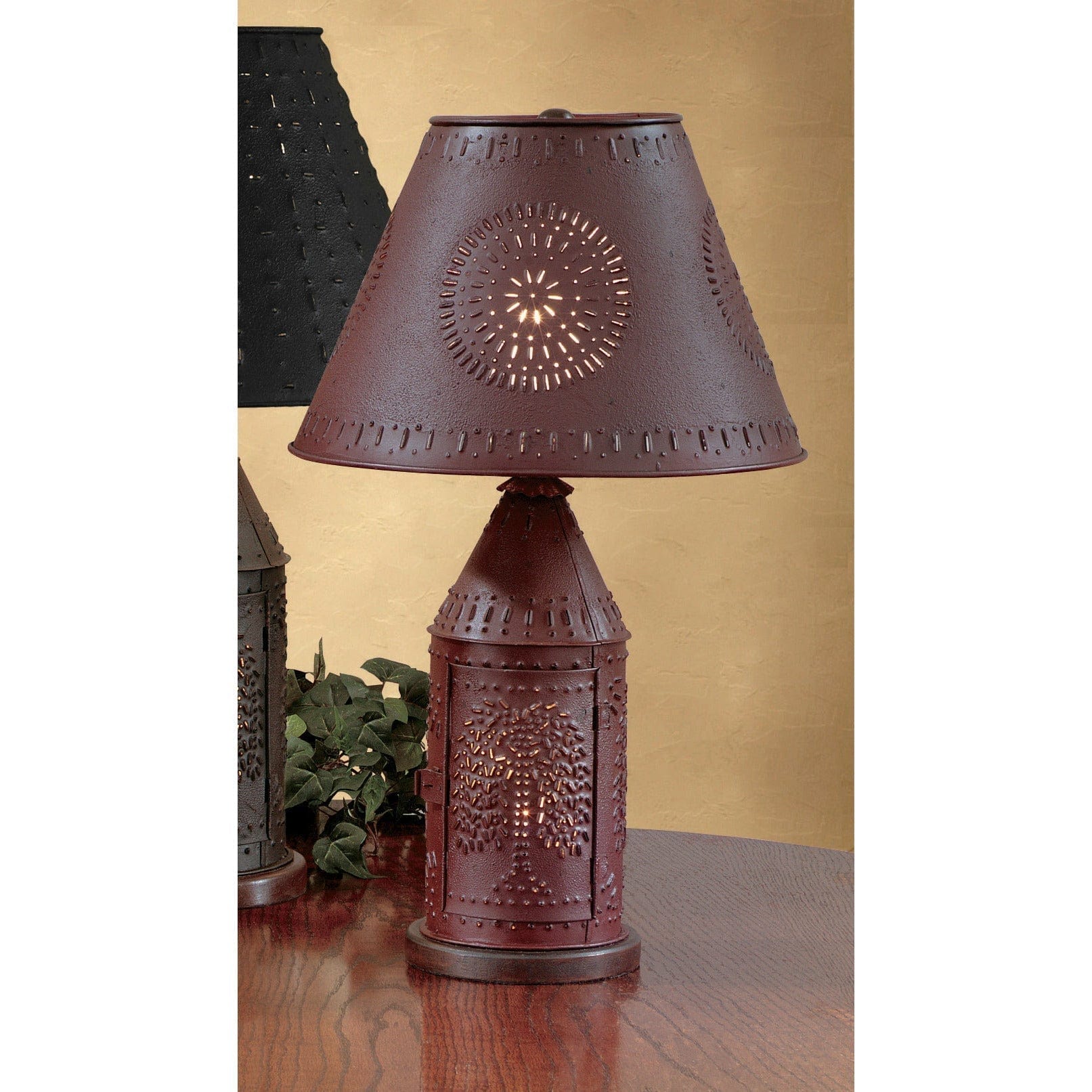 Willow In Red Punched Revere Table Lamp-Park Designs-The Village Merchant