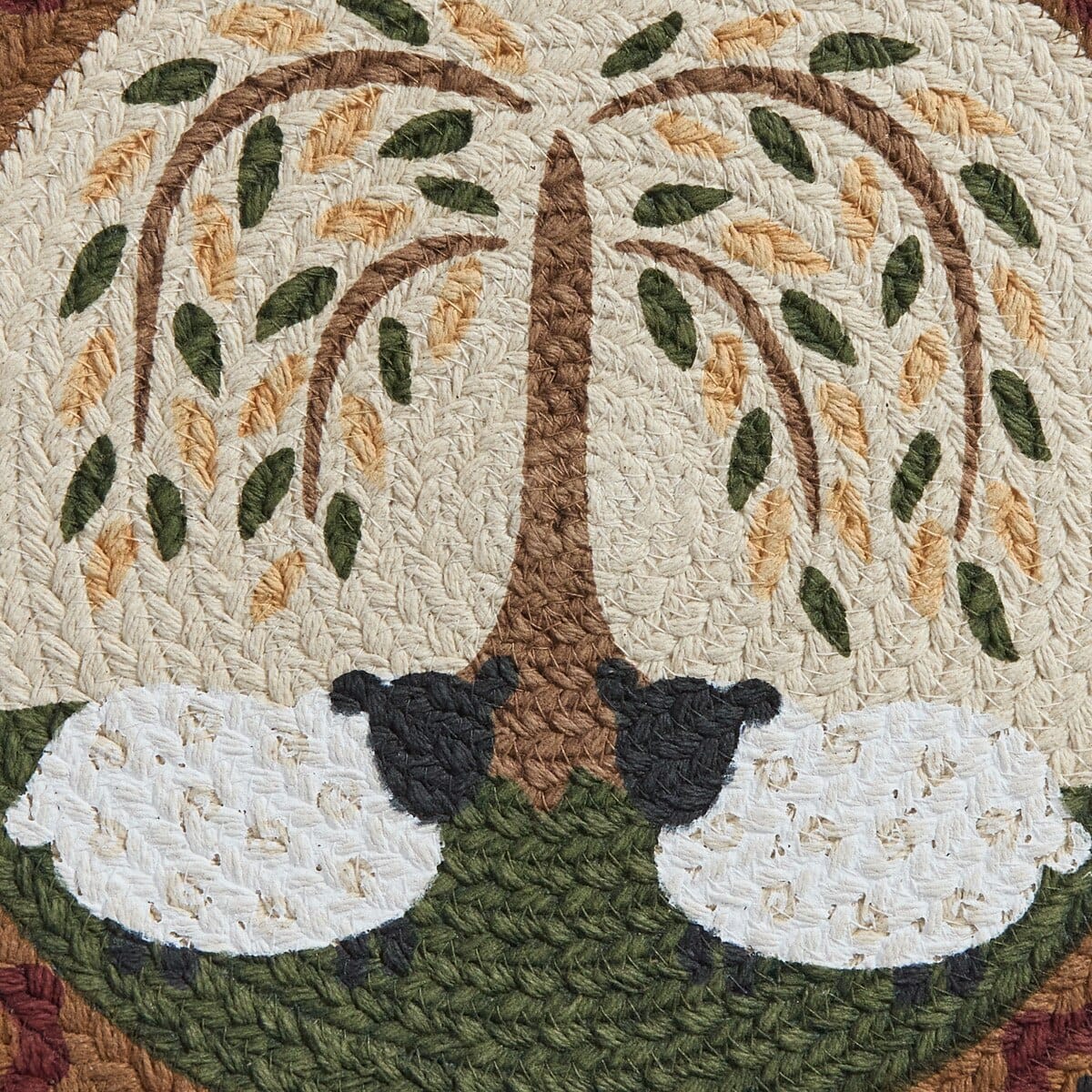 Park Designs Placemat Willow & Sheep Braided Printed Placemat Round Set of 2
