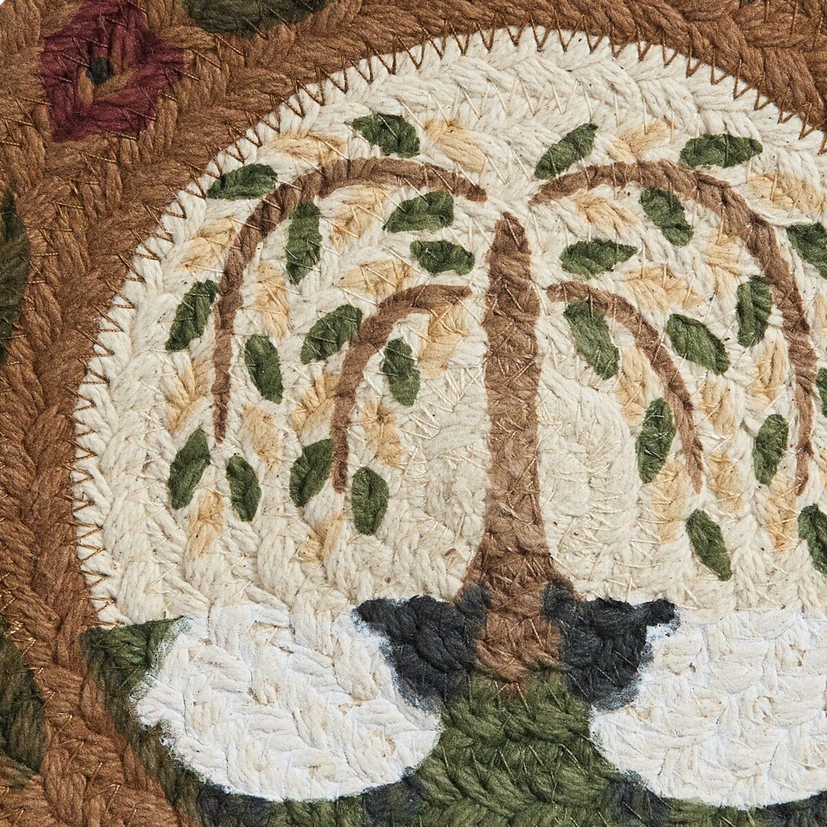 Willow & Sheep Braided & Printed Trivet 8" Diameter Round Set of 2