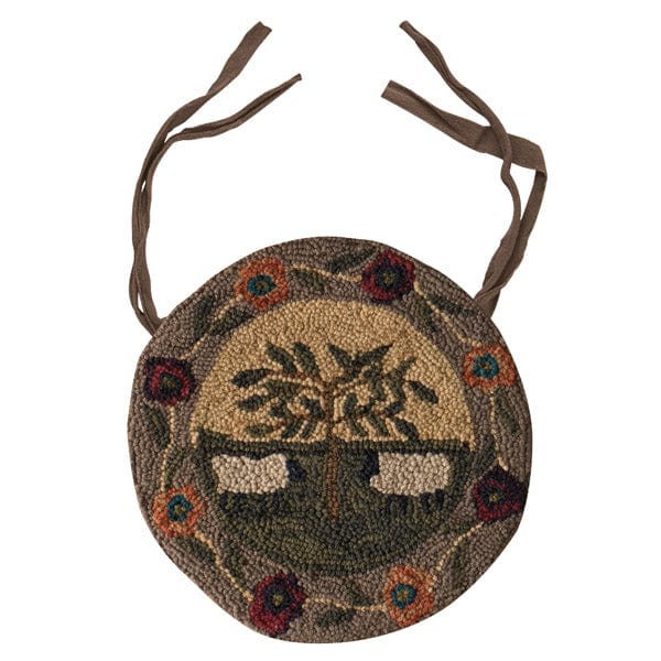 Willow &amp; Sheep Hooked Chair Pad 14.5&quot; Diameter Round-Park Designs-The Village Merchant