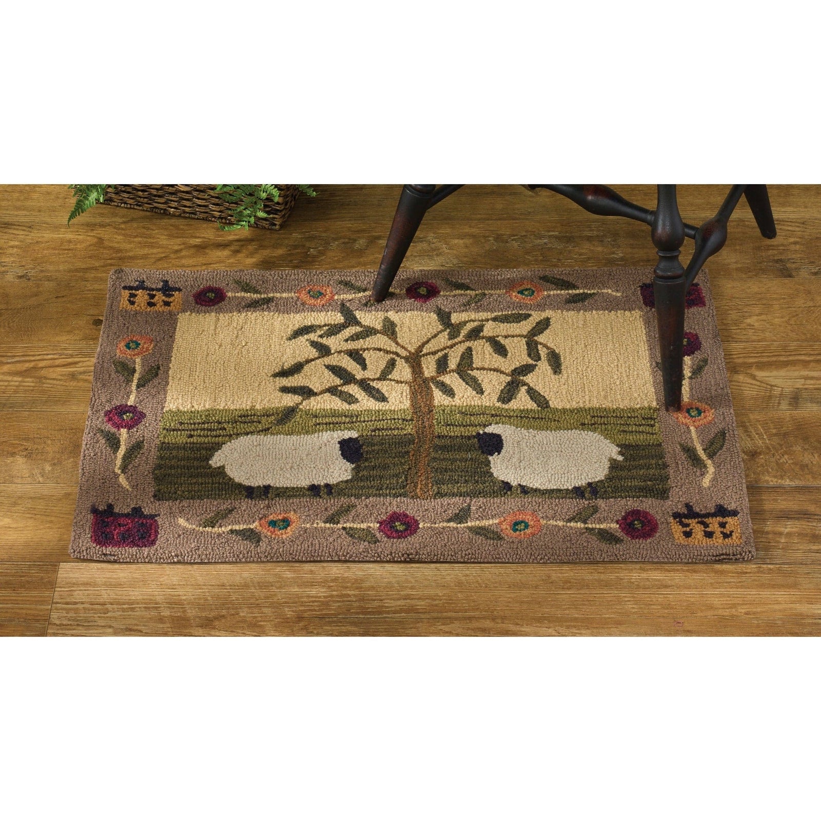 Willow & Sheep Hooked Rug 24" x 36" Rectangle-Park Designs-The Village Merchant