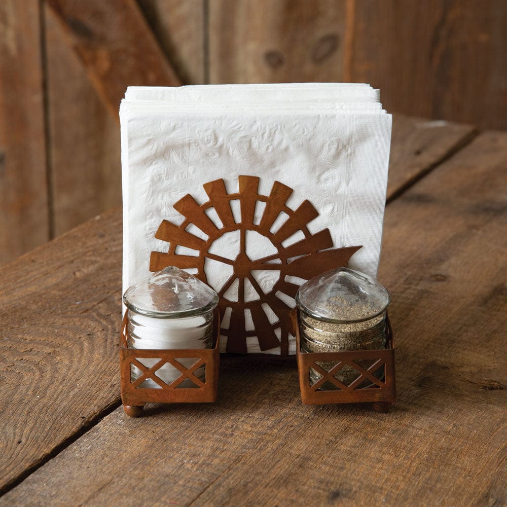 Windmill & Silo Napkin Caddy / Holder With Salt & Pepper Shakers-CTW Home-The Village Merchant