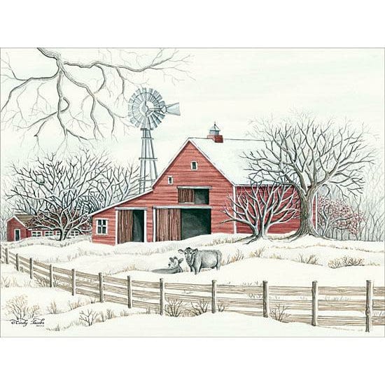 Winter Barn With Windmill By Cindy Jacobs Art Print - 12 X 16-Penny Lane Publishing-The Village Merchant