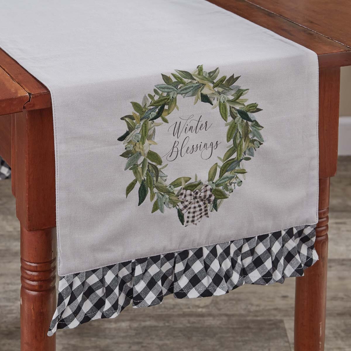 Winter Blessings Border Table Runner 72" Long