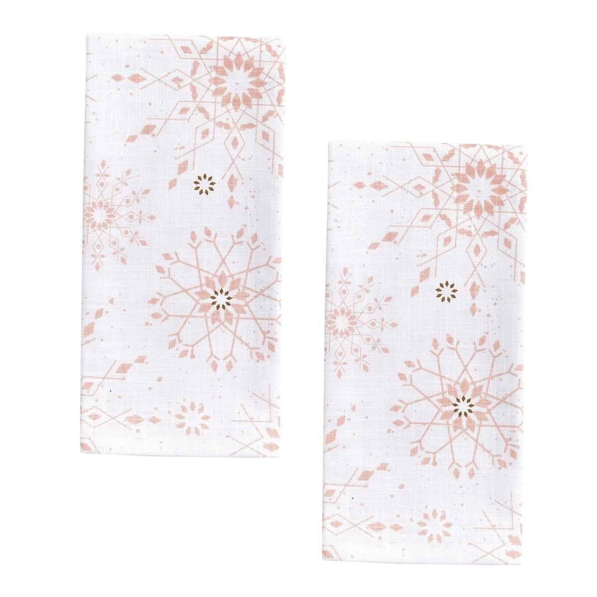 Winter Blush Printed Snowflake Decorative Towel Set of 2